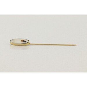10k Yellow Gold Antique Moss Agate Stick Pin Hat Pin